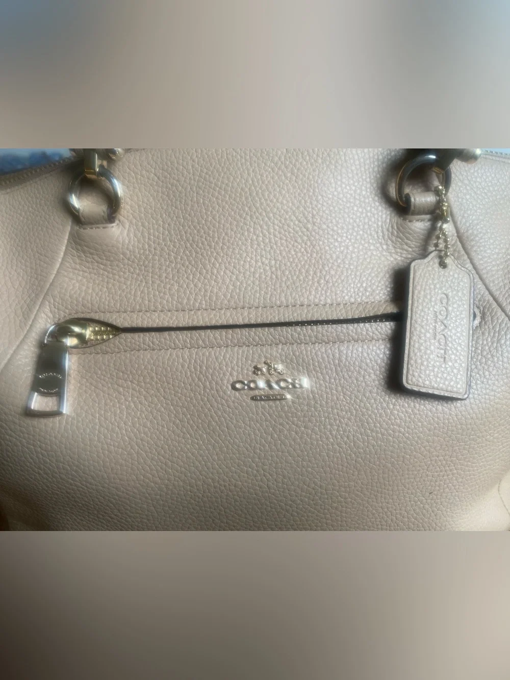 Coach Pebbled Leather Tote in Light Taupe EUC